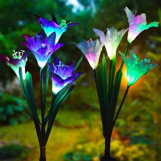 2Pcs 4LED Solar Light Flower Outdoor Garden LED Light
