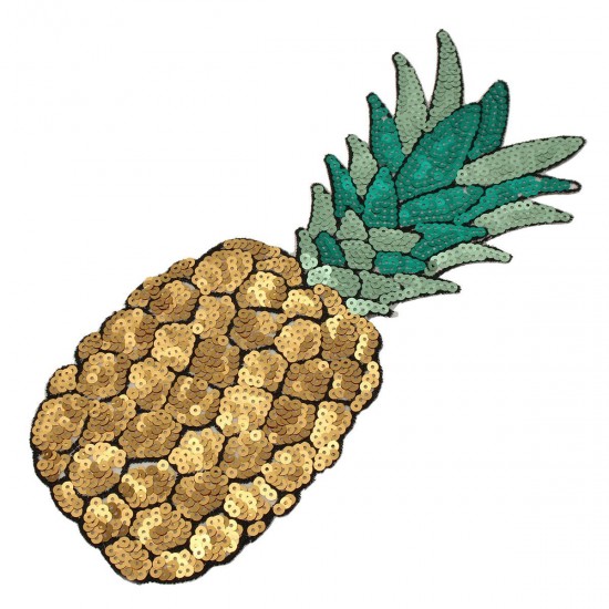 2Pcs Sequined Pineapple Embroidery Iron On Patch Badge Sew Craft Clothes Applique Decorations