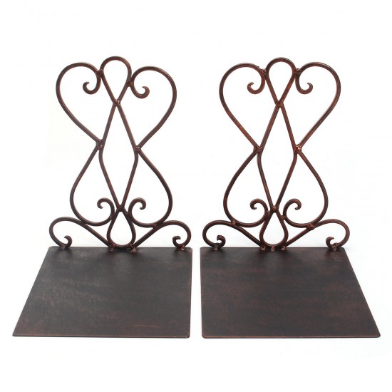 2Pcs Vintage Iron Bookends Shelf Craft Stand Antique Book End Home Room Decor Ornaments