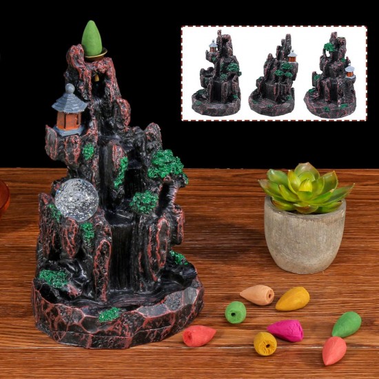 3 Pattern Backflow Incense Burner Resin Retro Censer Holder Home Decor