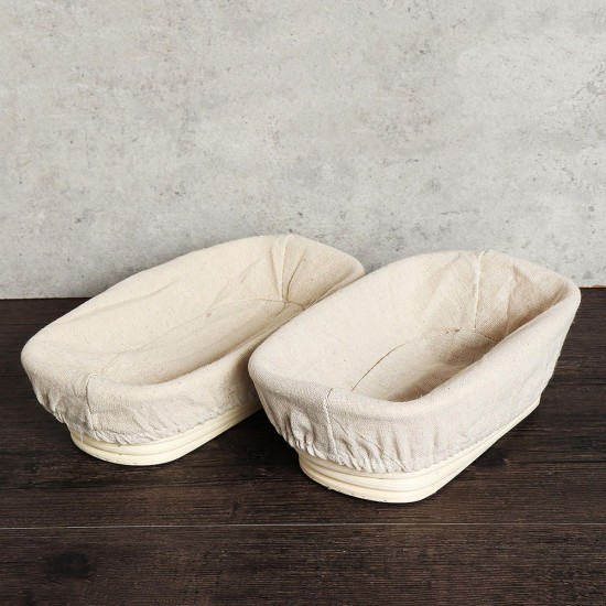 3 Sizes Long Oval Bread Proving Storage Baskets Banneton Brotform Dough Rattan With Linen Liner