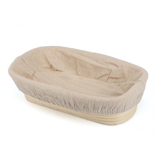 3 Sizes Long Oval Bread Proving Storage Baskets Banneton Brotform Dough Rattan With Linen Liner