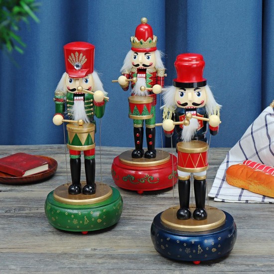 32CM Wooden Guard Nutcracker Soldier Toy Music Box Christmas Decorations Xmas Gift