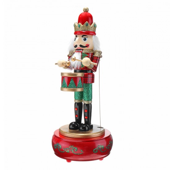 32CM Wooden Guard Nutcracker Soldier Toy Music Box Christmas Decorations Xmas Gift