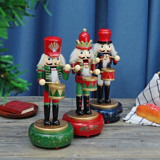 32CM Wooden Guard Nutcracker Soldier Toy Music Box Christmas Decorations Xmas Gift