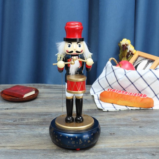 32CM Wooden Guard Nutcracker Soldier Toy Music Box Christmas Decorations Xmas Gift