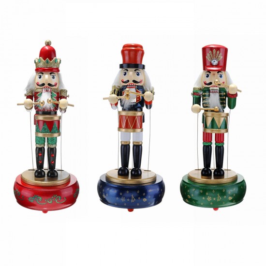 32CM Wooden Guard Nutcracker Soldier Toy Music Box Christmas Decorations Xmas Gift