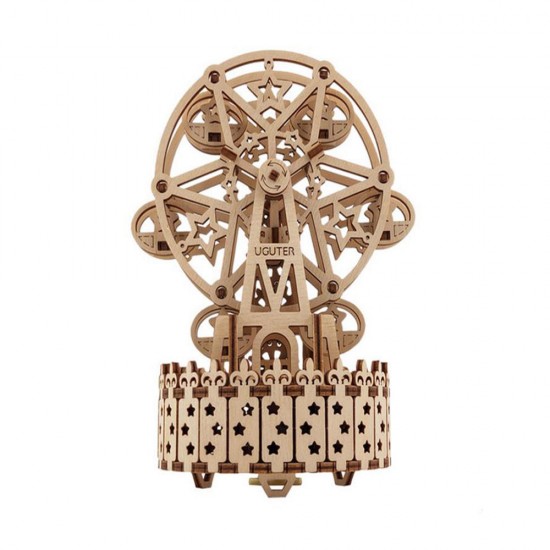 3D Antique Self-Assembly Rotating Wooden Music Ferris Wheel Gear Box Laser Cut Parts Puzzle Building Kits Mechanical Model DIY Gift Decorations