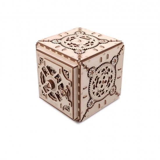 3D Antique Self-Assembly Wooden Password Box Saving Money Storage Laser Cut Parts Puzzle Building Kits Mechanical Model DIY Gift Decorations