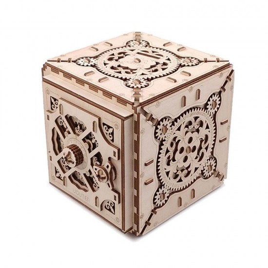 3D Antique Self-Assembly Wooden Password Box Saving Money Storage Laser Cut Parts Puzzle Building Kits Mechanical Model DIY Gift Decorations