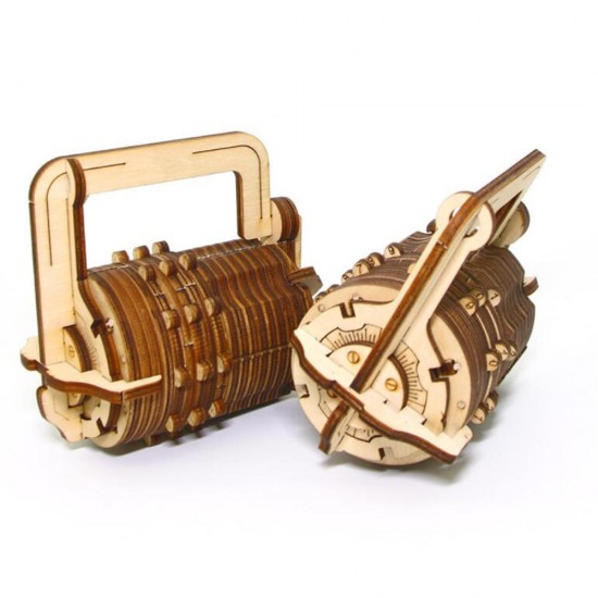 3D Mechanical Model Combination Lock Brain Teaser Wooden Puzzle DIY Toys Ideal Birthday Gift