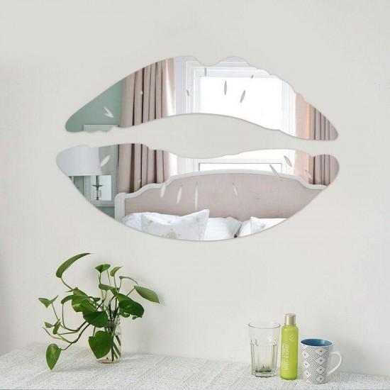 3D Mirror Lip Makeup Wall Stickers Creative Art Wallpaper Decal Decorations For Bathroom Living Room