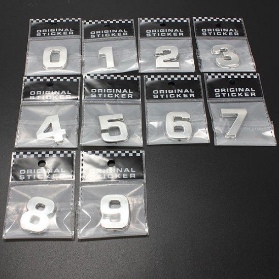 3D Self-adhesive Chrome Number Letter Symbol Sign Car Sticker