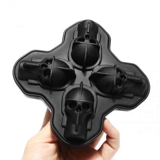 3D Skull Shape Ice Cube Mold Maker Silicone Tray Chocolate Mould Bar Party Whiskey