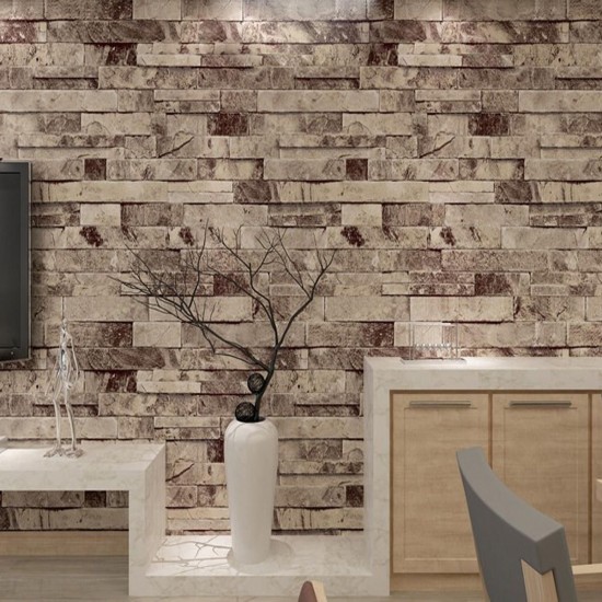 3D Wall Paper Brick Stone Pattern Vinyl WallPaper Roll Living Room TV Background Decor