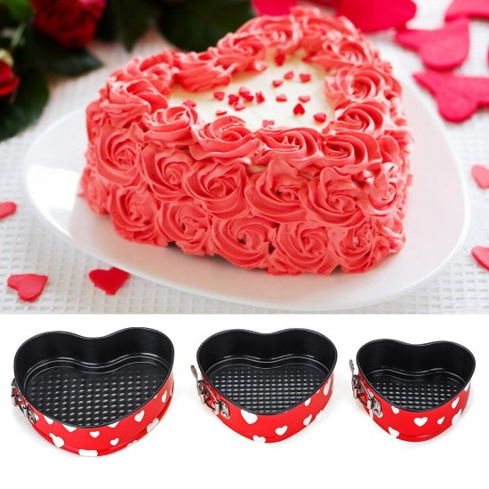 3Pcs / kit Mini Cake Bake Mould With Removable Bottom Heart Shape Baking Kitchen