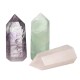 3Pcs Natural Rose Quartz Green Fluorite Obelisk Amethyst Crystals Point Wand Healing