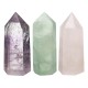 3Pcs Natural Rose Quartz Green Fluorite Obelisk Amethyst Crystals Point Wand Healing