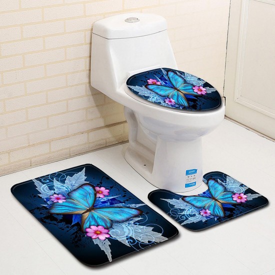 3Pcs/Set Different Sizes Washable Anti-Slip Bathroom Mat Shower Floor Toilet Rug Carpet