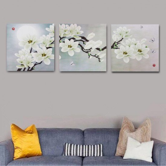 3pcs Frameless Magnolia Canvas Pictures Wall Art Home Print Picture Printing Set For Home Decorations