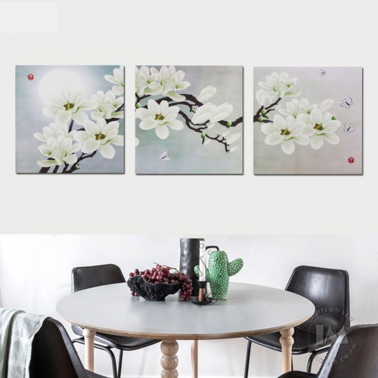 3pcs Frameless Magnolia Canvas Pictures Wall Art Home Print Picture Printing Set For Home Decorations