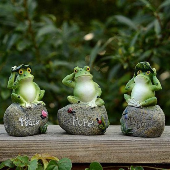 3pcs Frogs Garden Statues Art Figurines Outdoor Patio Ornament