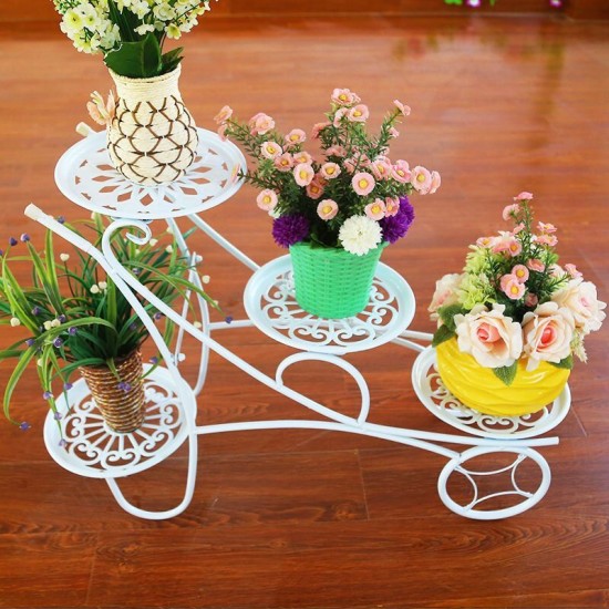 4 Tier Metal Shelves Flower Pot Plant Stand Display Indoor Outdoor Garden