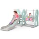 4 in 1 Slide Playset Ladder Stand Children Slide Basketball Backboard Ring Swing Set