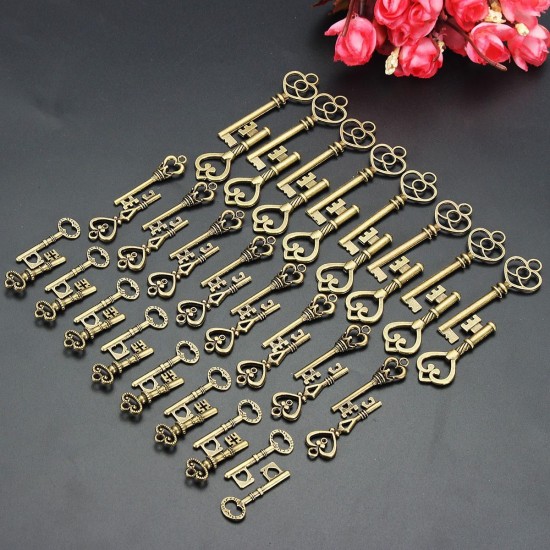 48Pcs Vintage Bronze Key For Pendant Necklace Bracelet DIY Handmade Accessories Decoration