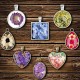 48pcs Time Gem Photo Pendant Pendant 25mm Alloy Bottom Round Water Drop Square