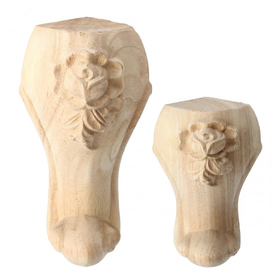 4Pcs 10/15cm European Solid Wood Carving Furniture Foot Legs Unpainted Cabinet Sofa Seat Feets