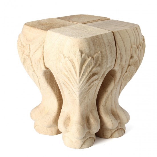 4Pcs 10/15cm European Solid Wood Carving Furniture Foot Legs Unpainted Chair Cabinet Sofa Seat Feets