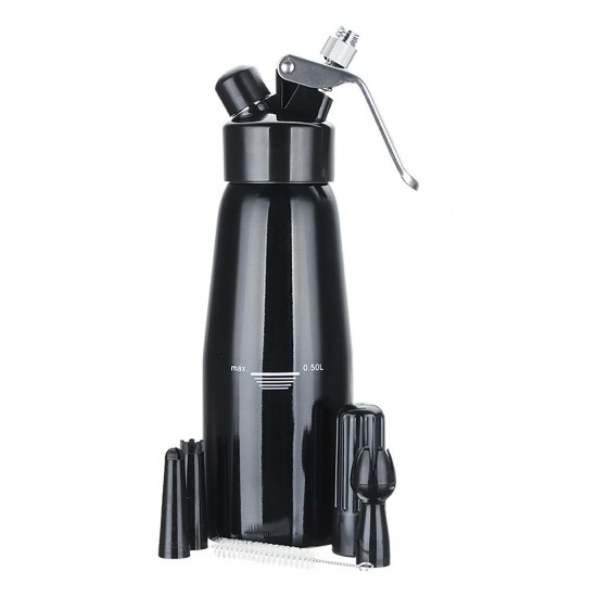 500ml Black Cream Butter Foam Whipper Coffee Dessert Cake Batter Dispenser Maker with Brush Nozzle