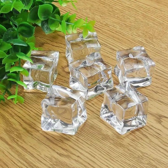 50Pcs Crystal Clear Artificial Acrylic Ice Cube Square Decor Photo Photography Props Decorations