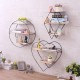 50x50x19cm Retro Rhombus Wood Iron Craft Wall Shelf Rack Storage Industrial Style Decorations