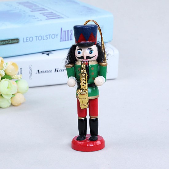 5Pcs 12CM Wooden Nutcracker Soldier Handcraft Walnut Puppet Christmas Decorations Gift