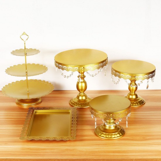 5Pcs Metal Cupcake Stand Cake Dessert Wedding Event Party Display Tower Plate