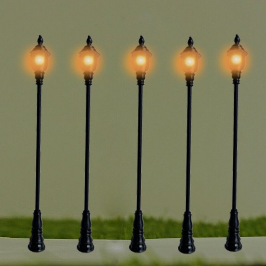 5Pcs/Set 1:100 HO Scale LED Model Post Street Garden Light Railway Train Lamps