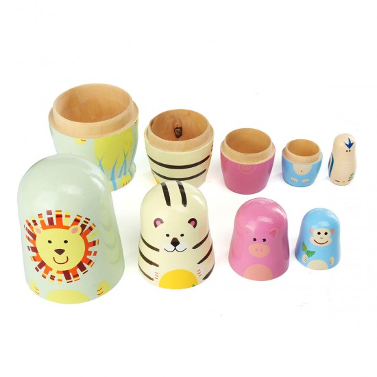 5Pcs/Set Matryoshka Animal Wooden Russian Doll Nesting Dolls Christmas Kids Gift Decorations