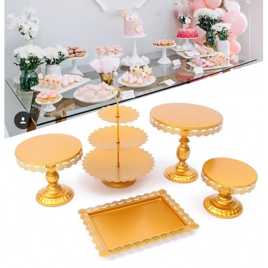 5Pcs/set Crystal Metal Cake Holder Cupcake Stand Plates Birthday Wedding Decorations