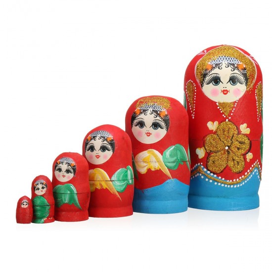 6Pcs/Set Russian Nesting Dolls Hand Painted Matryoshka Babushka Kids Toy Gift Decorations