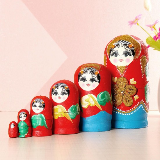 6Pcs/Set Russian Nesting Dolls Hand Painted Matryoshka Babushka Kids Toy Gift Decorations