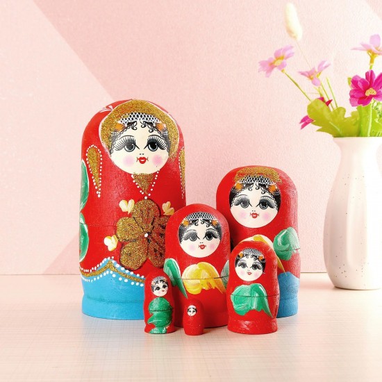 6Pcs/Set Russian Nesting Dolls Hand Painted Matryoshka Babushka Kids Toy Gift Decorations