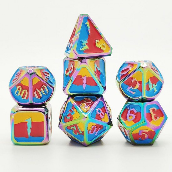 7 Pcs/Set Metal Dice Set Role Playing Dragons Table Game With Cloth Bag Bar Party Game Dice