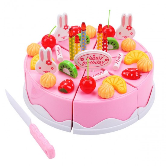 75Pcs Kitchen Toys DIY Cake Donut Birthday Food Pretend Fruit Cutting Gift