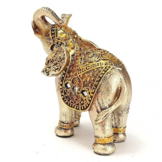 7Pcs Feng Shui Golden Elephant Statue Lucky Wealth Figurine Gift Home Decor