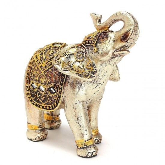 7Pcs Feng Shui Golden Elephant Statue Lucky Wealth Figurine Gift Home Decor