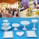 7Pcs White/Gold Amalfi Glass Top Cake Stand Round Metal Wedding Cupcake Tower Decorations