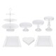 7Pcs White/Gold Amalfi Glass Top Cake Stand Round Metal Wedding Cupcake Tower Decorations