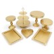 7Pcs White/Gold Amalfi Glass Top Cake Stand Round Metal Wedding Cupcake Tower Decorations